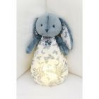 Peluche veilleuse musicale Augustin le lapin Toile de Jouy bleu