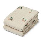 Lot de 2 langes Lewis 65 x 65 cm Peach Sea shell mix
