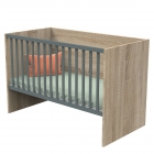 Lit évolutif bébé combiné 70x140 cm en 140x190 cm Nova Gris volcan