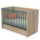 Lit évolutif bébé combiné 70x140 cm en 140x190 cm + Tiroir de lit Nova Gris volcan