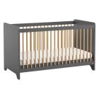 Lit 60x120 graphite et bois - Collection Leaf