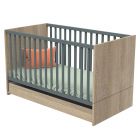 Lit évolutif bébé Little Big Bed 70x140 cm + Tiroir de lit Nova Gris volcan