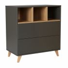 Commode 2 tiroirs 3 niches Loft Anthracite