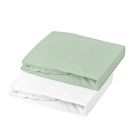 Lot 2 draps-housses jersey 60x120 cm Blanc / Vert de gris