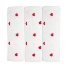 Lot de 3 langes Coeurs Rouge/ Blanc