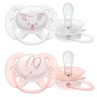 Lot de 2 sucettes Ultra douces 0/6 mois Lapin et blanc