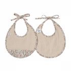 Lot de 2 bavoirs gaze de coton - beige / liberty - Afternoon Tea