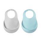 Lot de 2 bavoirs en silicone Light mist et Airy green