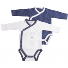 Lot de 2 bodies blanc/bleu 1 mois Merlin