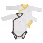 Lot de 2 bodies gris/jaune 1 mois Babyfan