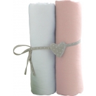 Lot de 2 draps housse 60x120 cm Blanc et rose