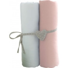 Lot de 2 draps housse 70x140 cm blanc et rose