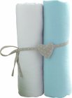 Lot de 2 draps housse 60x120 cm Blanc et turquoise