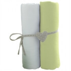 Lot de 2 draps housse 70x140 cm Blanc et vert