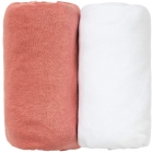 Lot de 2 draps housse 60x120 cm Blanc et terracotta