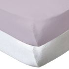 Lot de 2 Draps housse jersey bio Lilas - Blanc