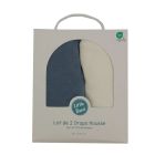 Lot de 2 Draps housse jersey bio 60 x 120 cm - Ecru / Bleu