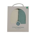 Lot de 2 Draps housse jersey bio 60 x 120 cm - Ecru / Bleu vert