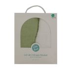 Lot de 2 Draps housse Double gaze 60 x 120 cm - Ecru / Vert mousse