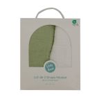 Lot de 2 Draps housse Double gaze 70 x 140 cm - Ecru / Vert mousse