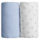 Lot de 2 draps housse 70x140 cm Bleu et étoiles bleu
