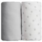 Lot de 2 draps housse 70x140 cm Gris et étoiles gris