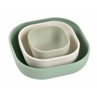 Lot de 3 bols silicone Sage green / Cotton / Misty green