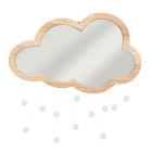 Miroir nuage 40 x 36 cm bois avec pompons