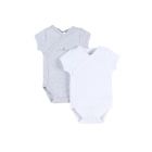 Set de 2 Body croisés manches courtes blanc/gris 0 mois