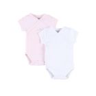 Set de 2 Body croisés manches courtes rose/gris 0 mois