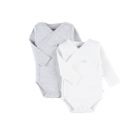Set de 2 Body croisés manches longues blanc/gris 0 mois