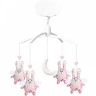 Mobile musical Anges lapins fleurs roses
