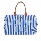 Sac à langer Mommy Bag à rayures bleu éléctrique et bleu clair