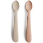 Lot de 2 cuillères bébé en silicone - Blush / Sable