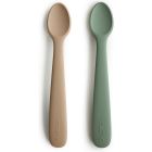Lot de 2 cuillères bébé en silicone - Dried thym / Natural