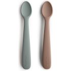 Lot de 2 cuillères bébé en silicone - Pierre / Mauve nuageux