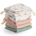 Lot de 5 gants de toilette en mousseline de coton - Pink Flowers