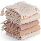 Lot de 5 gants de toilette en mousseline de coton - Rainbow Blue