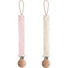 Lot de 2 Attache sucette en lin  - Blush / Cream