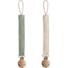 Lot de 2 Attache sucette en lin  - Olive / Shifting sand