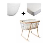 Pack berceau Kumi Hazelnut et matelas coco naturel + alèse et drap housse blanc