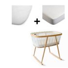 Pack berceau Kumi Lichen et matelas coco naturel + alèse et drap housse blanc