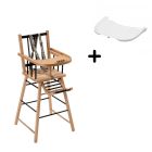 Pack Chaise haute André Hybride noir et sa tablette blanche