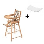 Pack Chaise haute André Vernis naturel et sa tablette blanche