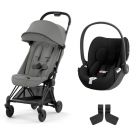Poussette duo Coya Mirage Grey châssis Matt Black + Cloud T i-Size