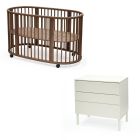 Chambre duo Lit Sleepi Warm brown + commode Sleepi White