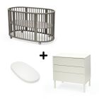 Chambre duo Lit Sleepi + commode sleepi + matelas - Hazy grey