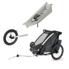 Pack remorque vélo Chariot Cross 1 Dark slate + Assise pour nouveau-né Infant Sling + Kit jogging