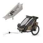 Pack remorque vélo Chariot Cross 1 Faded khaki + Assise pour nouveau-né Infant Sling