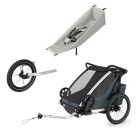 Pack remorque Chariot Cross 2 Dark slate + Assise pour nouveau-né Infant Sling + Kit jogging